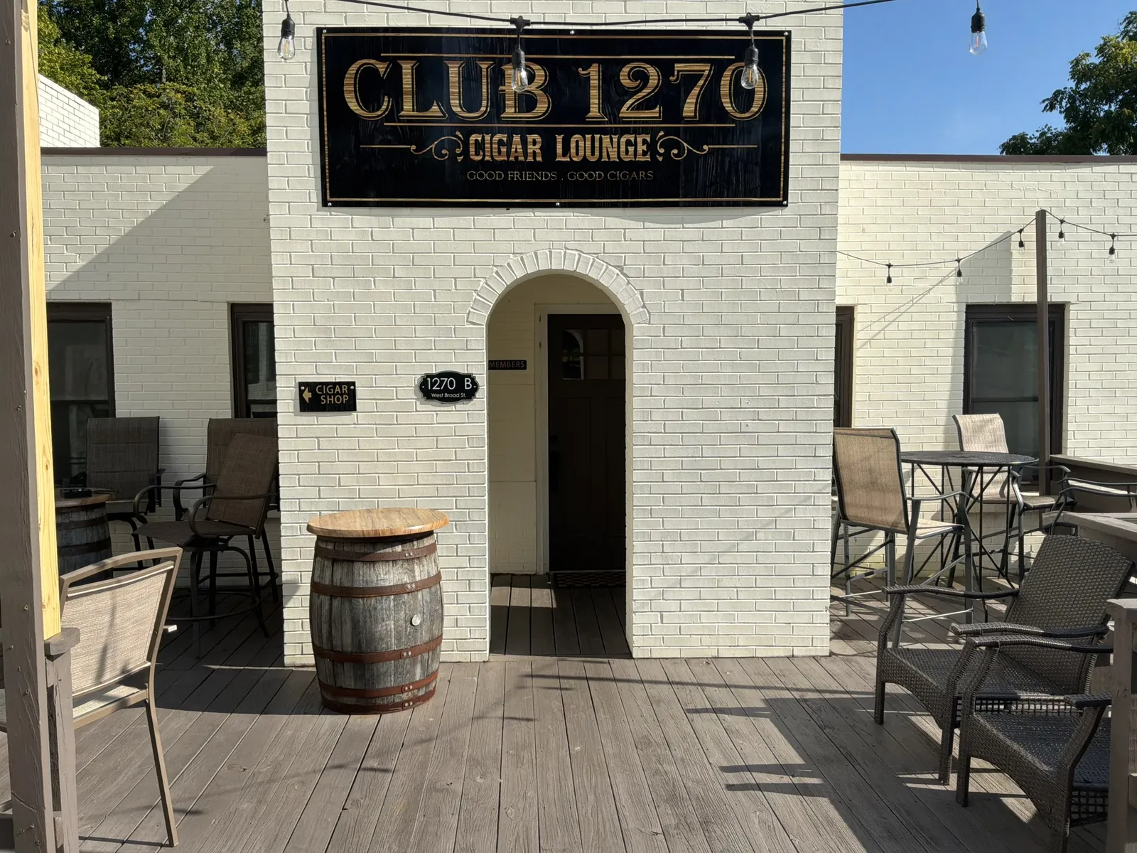 Patio entrance of Club 1270 Cigar Lounge at 1270 West Broad Street, Cookeville, TN