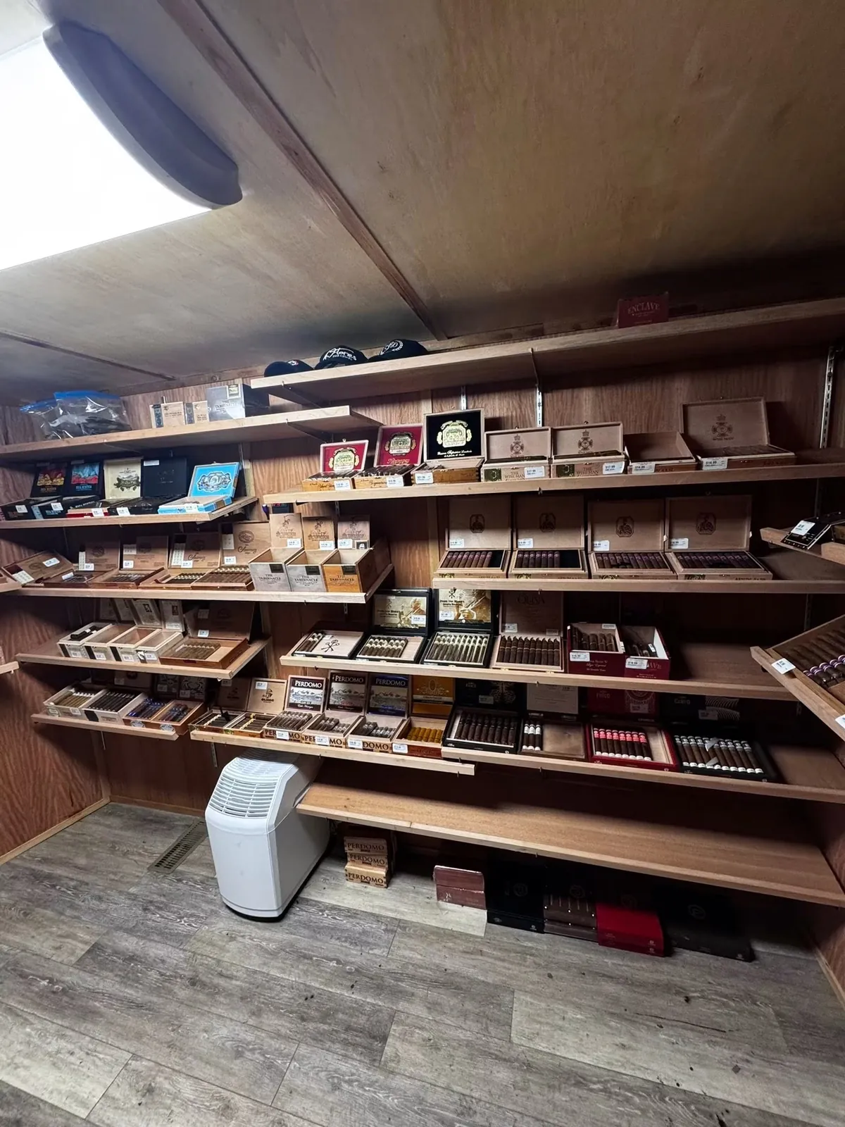 Premium cigars in the humidor at Club 1270 cigar shop, Cookeville TN